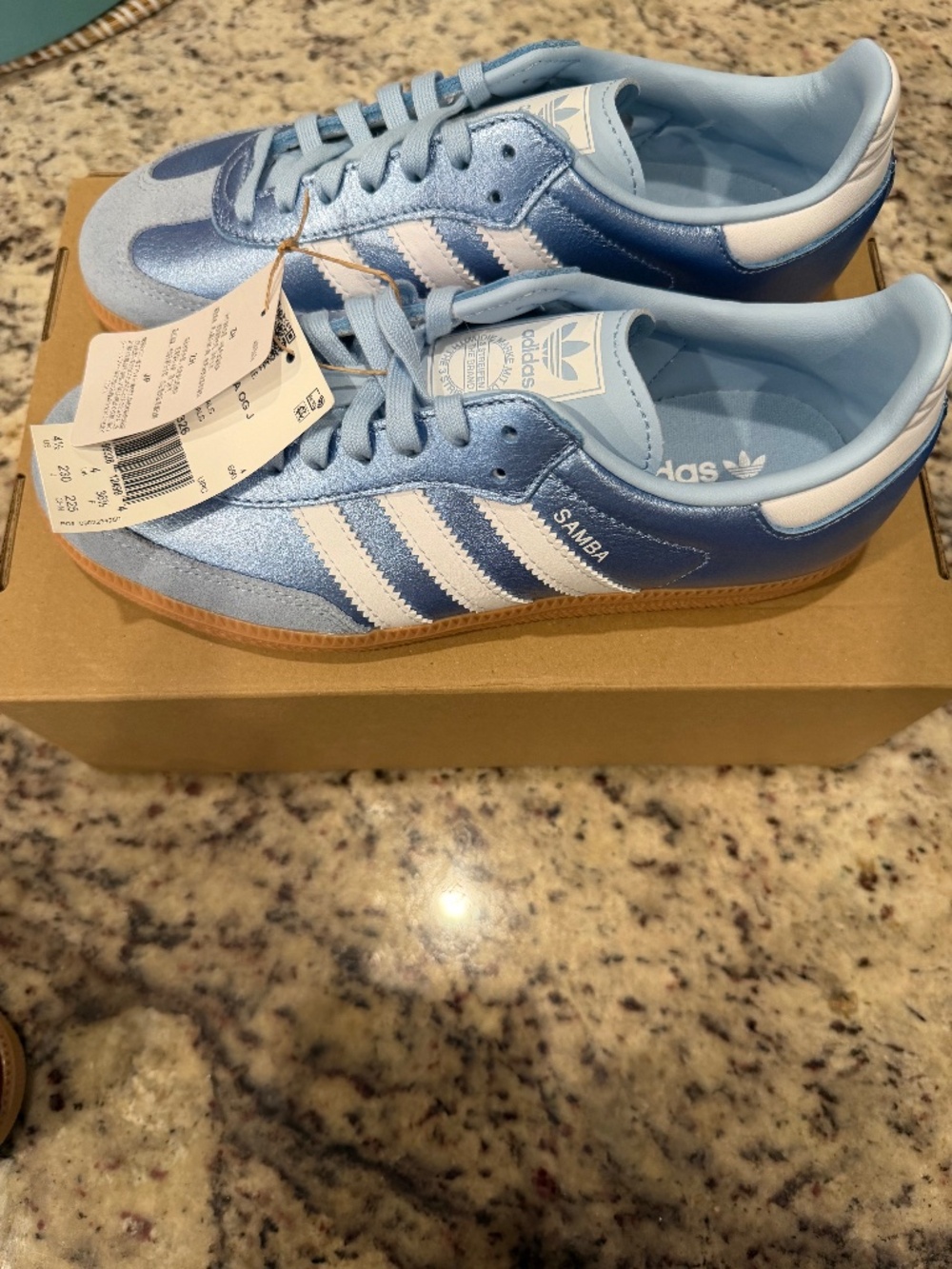 Brand New Light Blue Adidas Sambas Youth Size 4.5